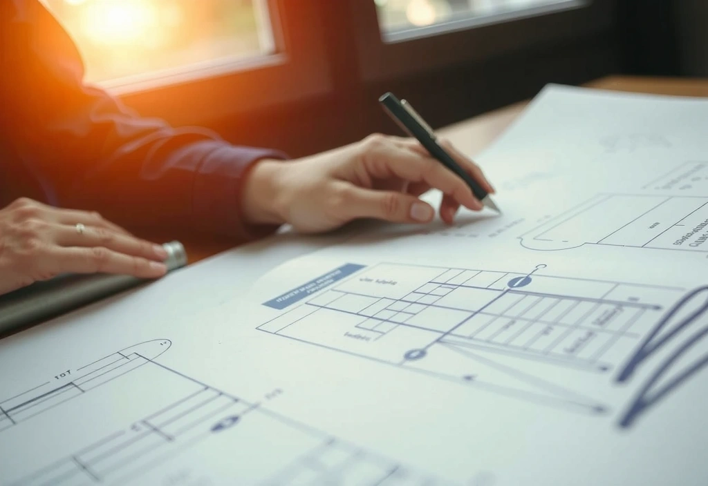 Plan de construction avec annotations manuscrites